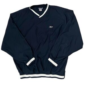 Vintage Reebok V-Neck Pullover Sweater Navy Blue Size XL
